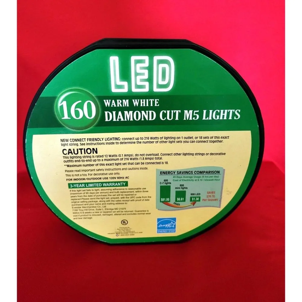 160 M5 MULTI-COLOR WITH WHITE WIRE DIAMOND CUT LED LIGHTS - NEW
